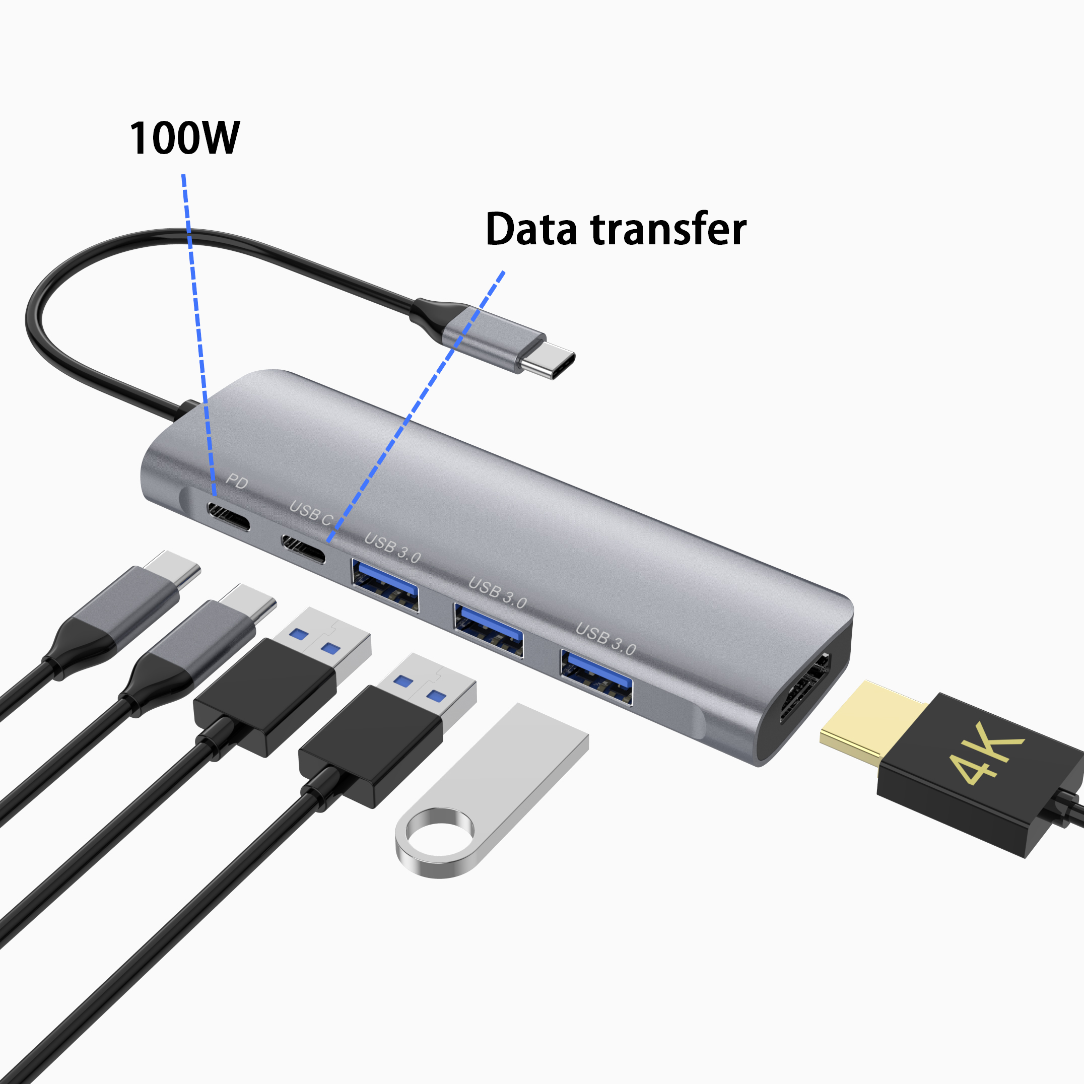 6 in 1 thunderbolt 3 type c docking usb 3.0 hub (1) 6 合 1 Thunderbolt 3 C 型擴展塢 USB 3.0 集線器 (3)