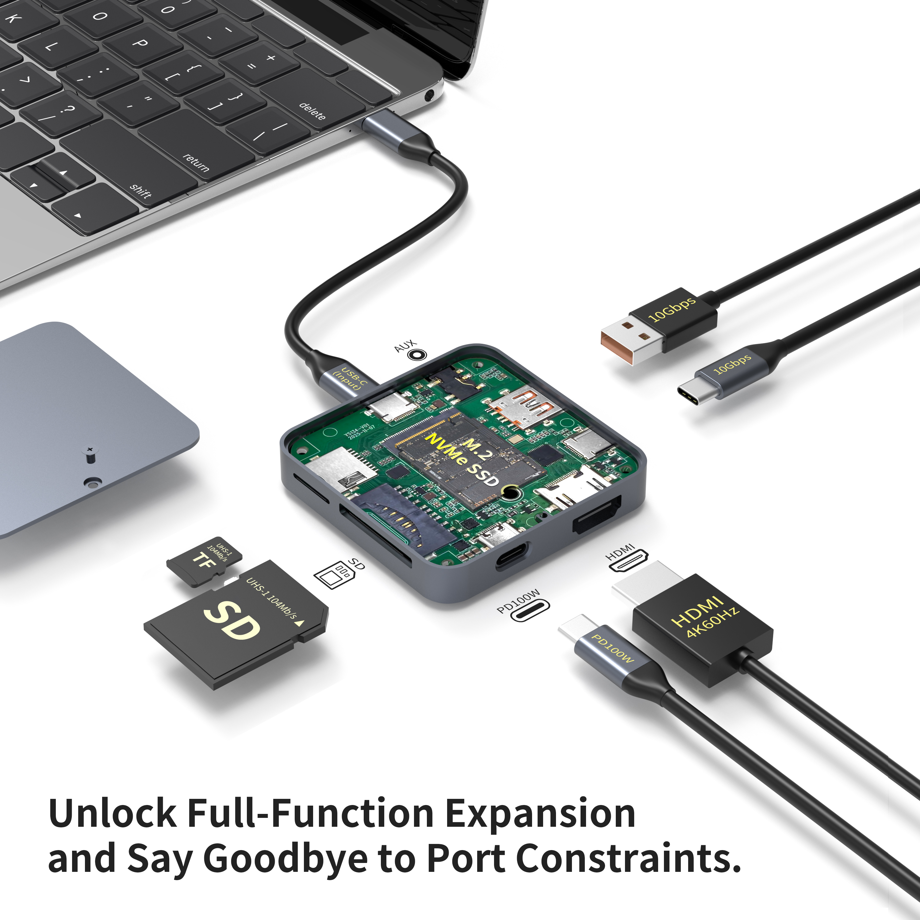 帶 M.2 SSD 插槽的 9 合 1 USB C 擴展塢