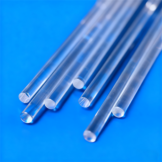 Solid transparent quartz light guide column Coluna guia de luz de quartzo transparente sólida