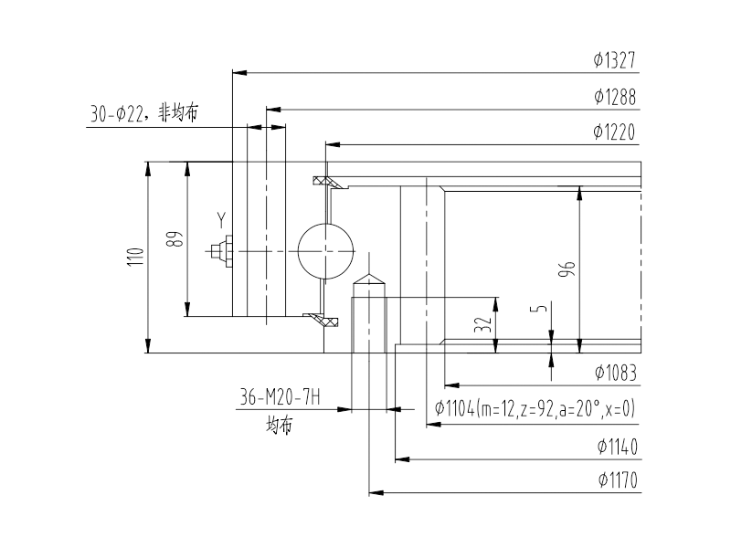 حلقة الدوران 21-23 طن للحفارة QND1220-32Z7