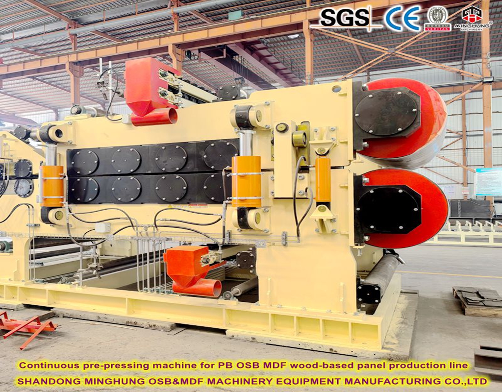 Continuous pre-pressing machine for wood based panel production line Машына папярэдняга прэсавання для лініі вытворчасці драўляных пліт