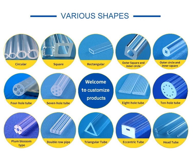 Customized quartz tubes of different specifications and sizes أنابيب كوارتز مخصصة بمواصفات وأحجام مختلفة