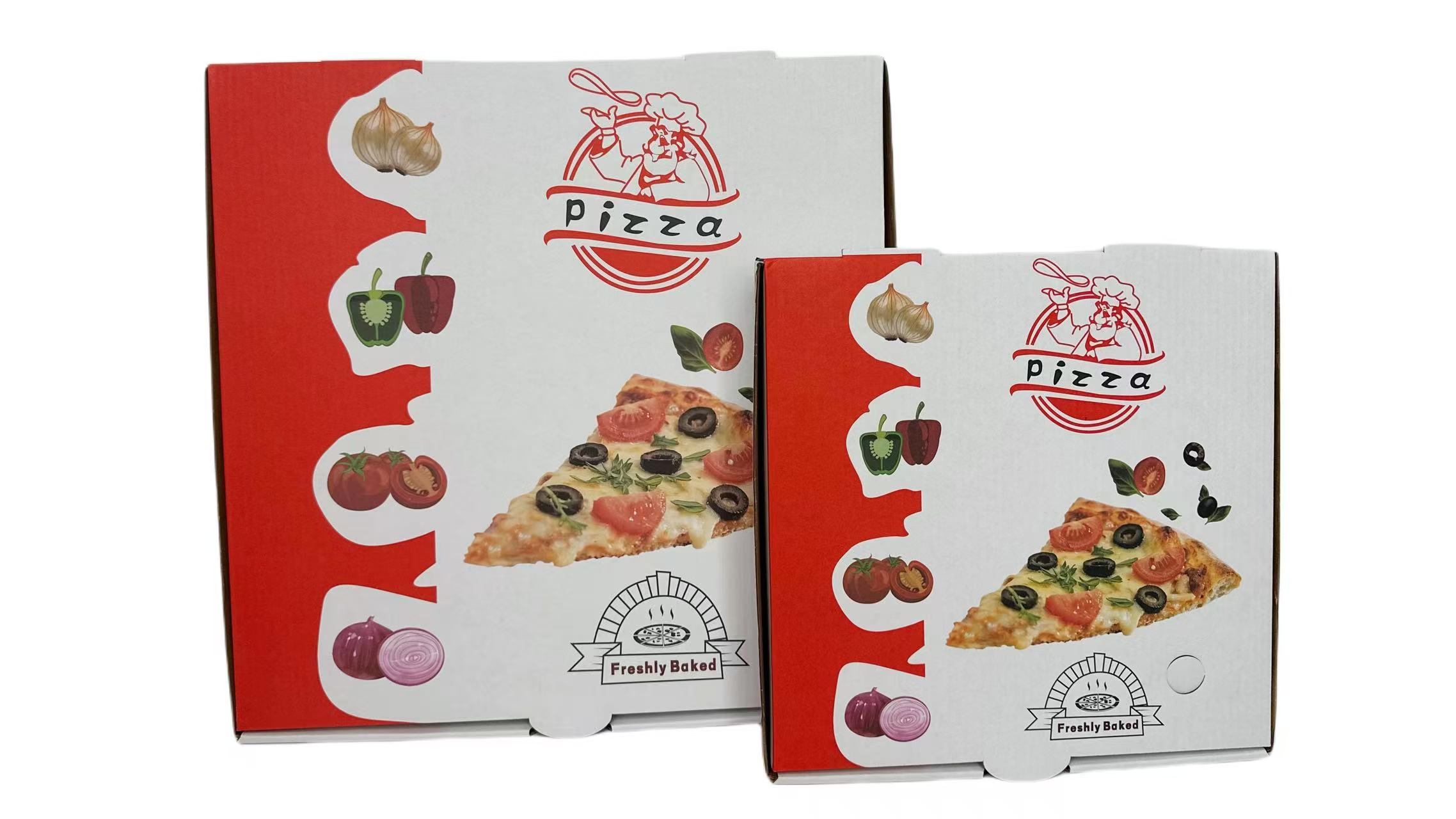 Full-Color Logo Printed Pizza Packaging Box Caja de embalaje de pizza con logotipo impreso a todo color