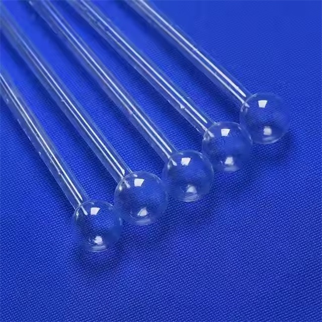 Spherical end quartz glass tube Quarzglasrohr mit kugelförmigem Ende