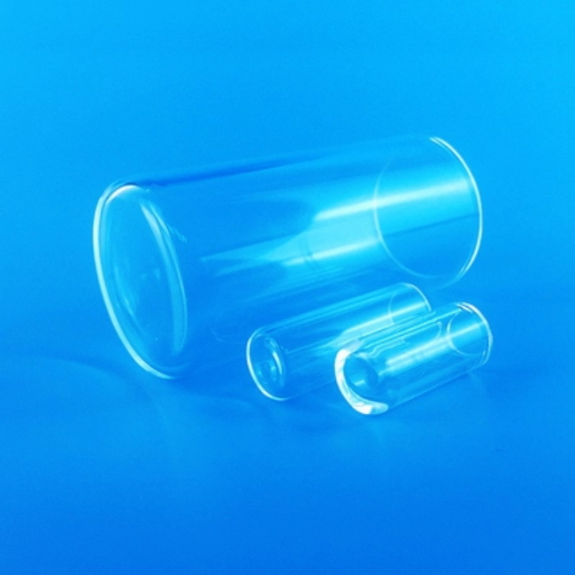 Customized 30mm outer diameter quartz tube with round flat head at one end Kundenspezifisches Quarzrohr mit 30 mm Außendurchmesser und rundem, flachem Kopf an einem Ende