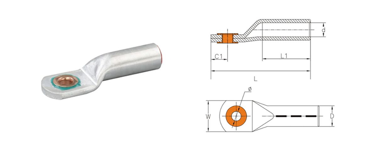 DTL-3 Bimetal Crimp Cable Lug Terminal de cable de engarce bimetálico DTL-3
