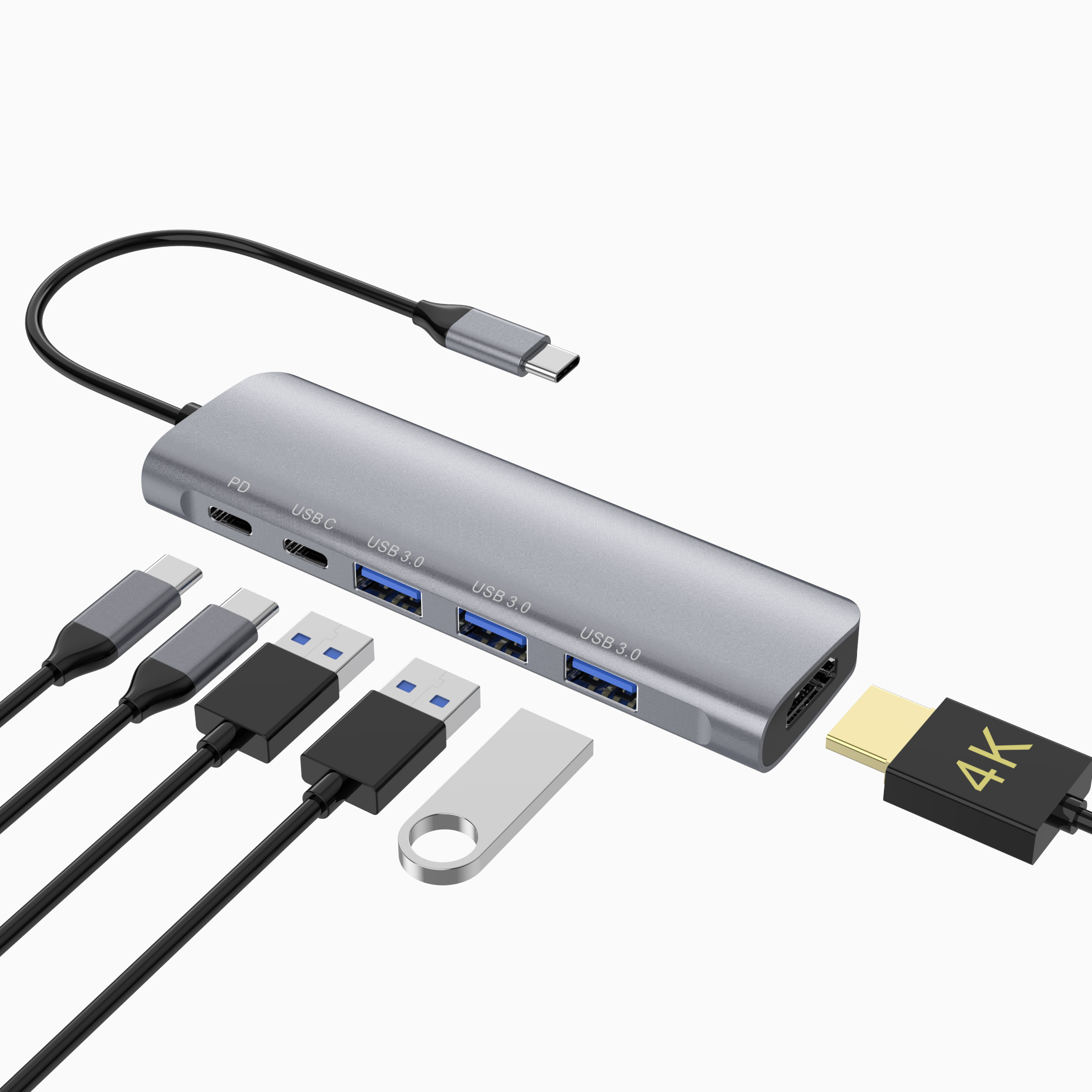 6 in 1 thunderbolt 3 type c docking usb 3.0 hub (1) 6 合 1 Thunderbolt 3 C 型擴展塢 USB 3.0 集線器 (3)