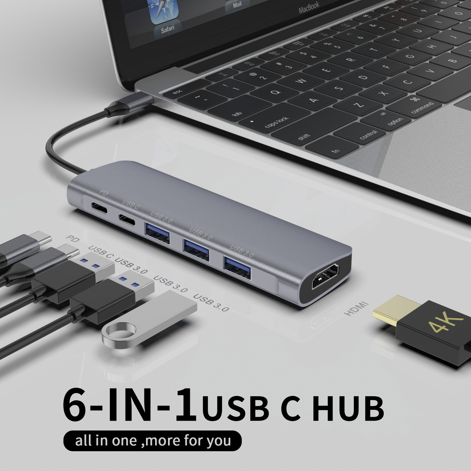 6 in 1 thunderbolt 3 type c docking usb 3.0 hub (1) 6 合 1 Thunderbolt 3 C 型擴展塢 USB 3.0 集線器 (1)