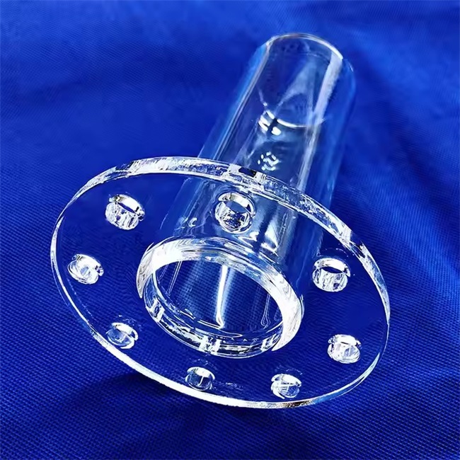 Transparent fused optical quartz glass flange Flange de vidro óptico de quartzo fundido transparente