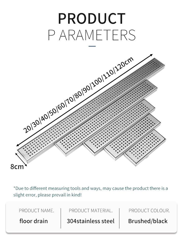 Көрінбейтін тақтайша кірістіру 304 душ канализациясы