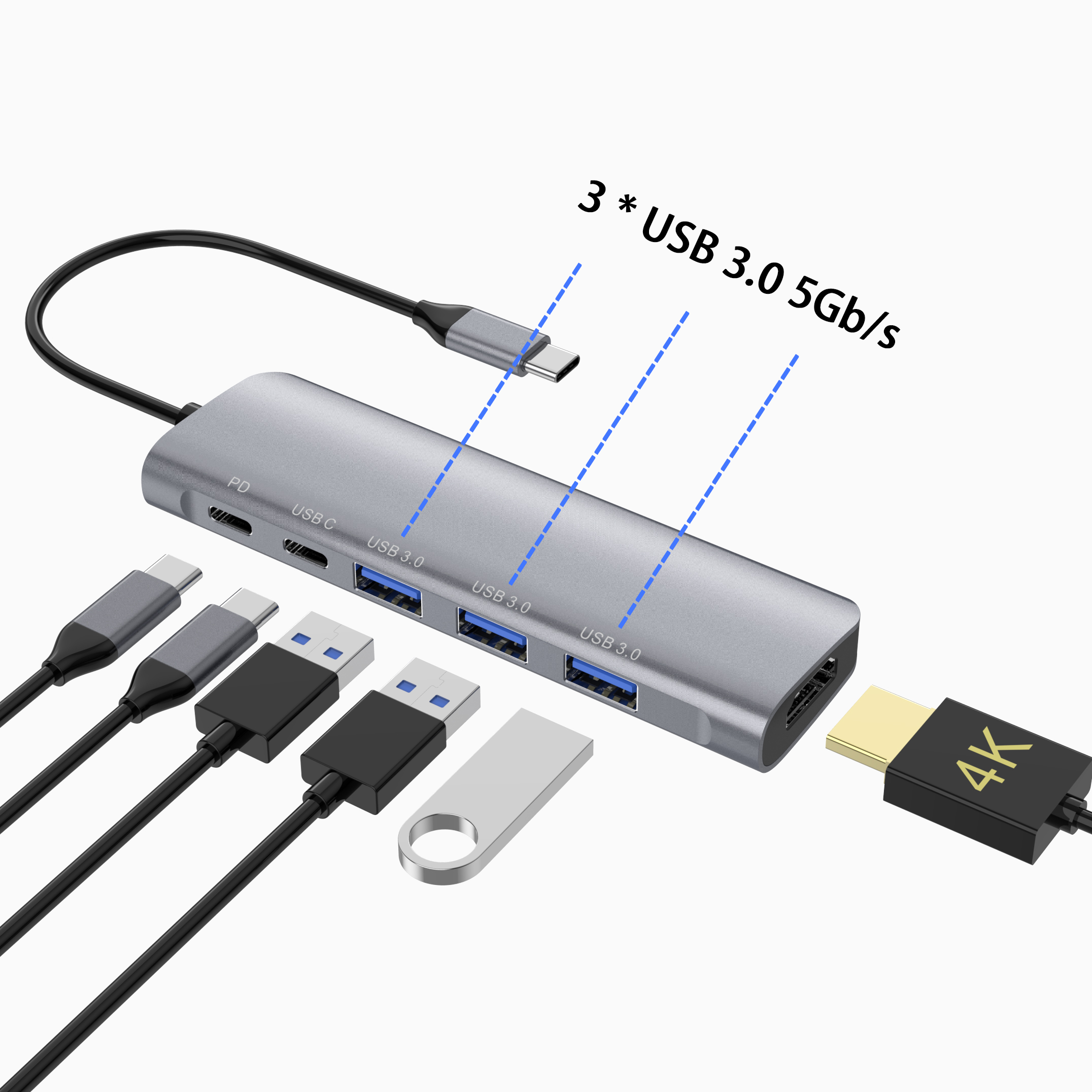 6 in 1 thunderbolt 3 type c docking usb 3.0 hub (1) 6 合 1 Thunderbolt 3 C 型擴展塢 USB 3.0 集線器 (3)540