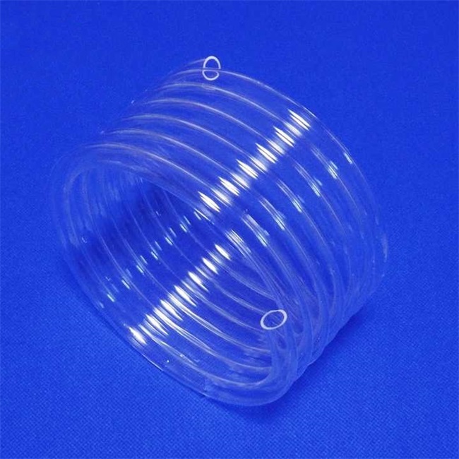 Transparent spiral quartz glass tube custom manufacturer Fabricante personalizado de tubos de vidrio de cuarzo en espiral transparente