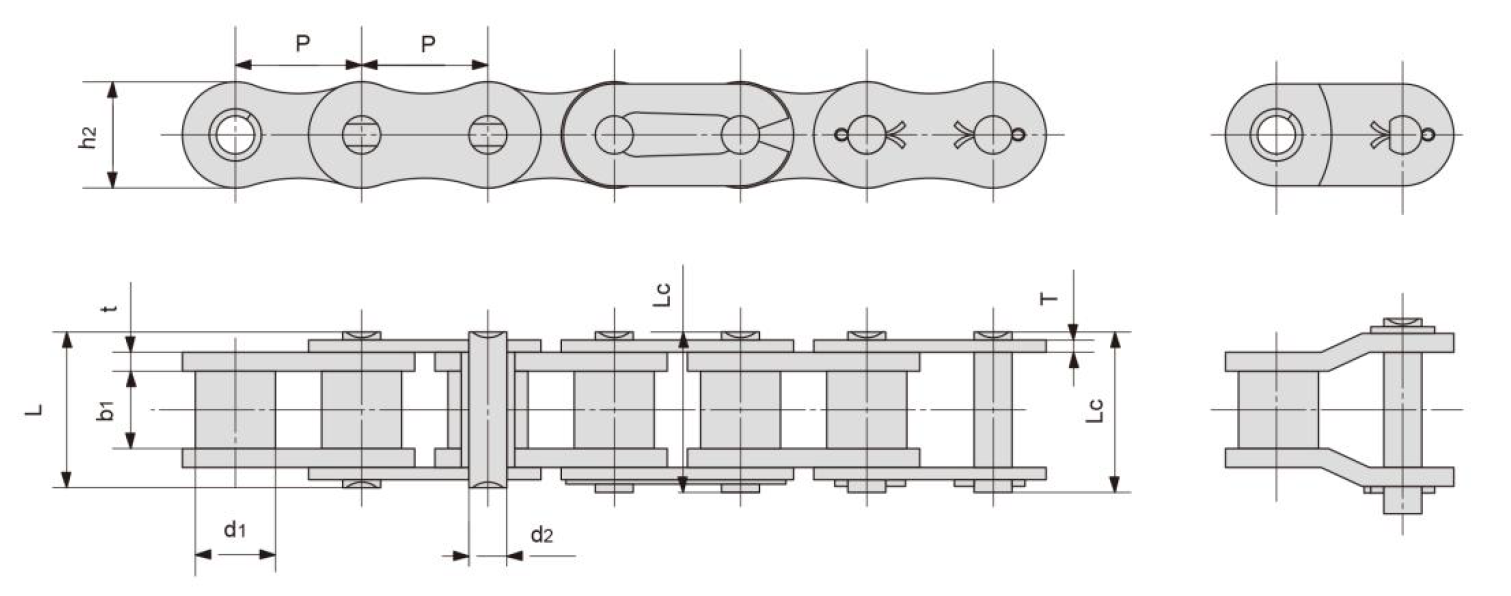B Series Simplex Roller Chains Łańcuchy rolkowe Simplex serii B
