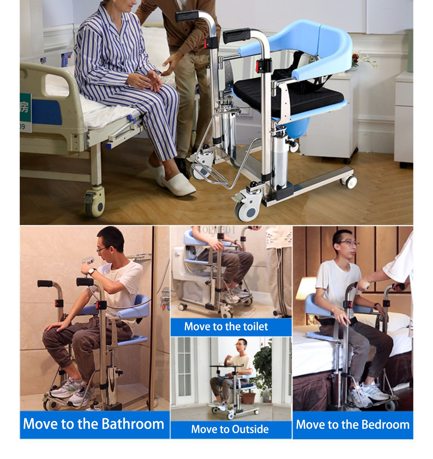 6 commode ተሽከርካሪ ወንበር
