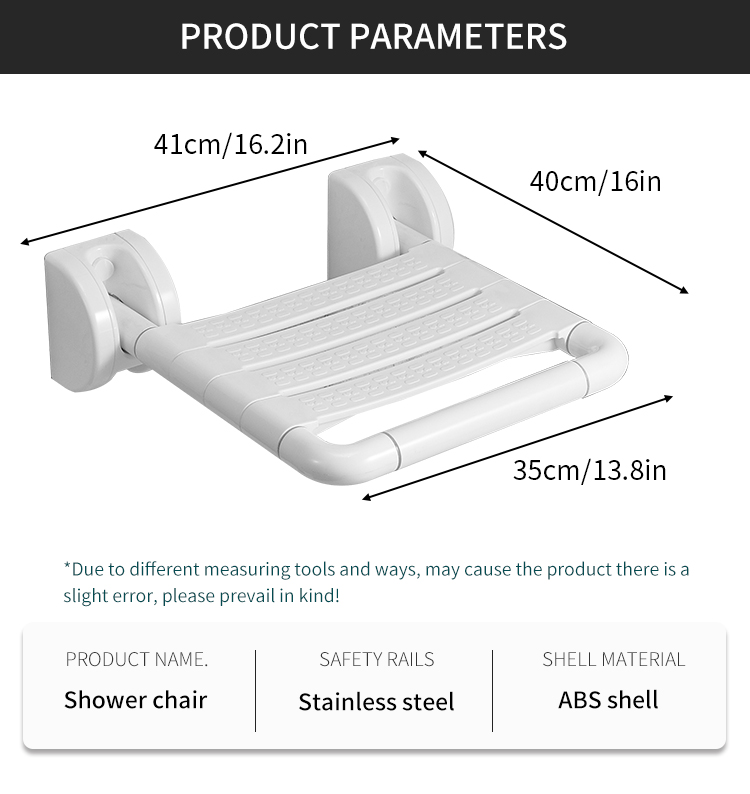 White Non-Slip Wall-elevatae Folding Bath Cathedra Bathroom