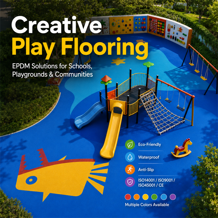 Colored EPDM rubber Play Flooring Farbiger Spielboden aus EPDM-Gummi