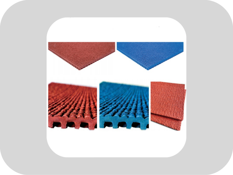 Full color EPDM prefabricated rubber track Vollfarbige vorgefertigte EPDM-Gummikette