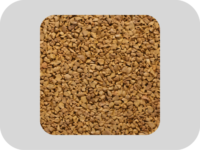 Strong pulling force yellow EPDM rubber granules Gelbes EPDM-Gummigranulat mit starker Zugkraft