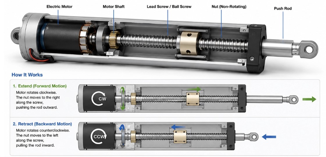Working principle of industrial linear actuator Working principle of industrial linear actuator