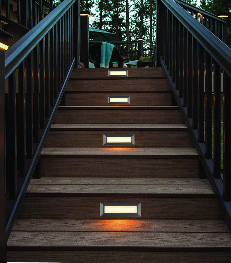 3 styles full panel recessed LED step light, 5W 300lm 105° wide beam, round LBD1712-5X Φ150×27mm, square LBD1912-5X 124×124×27mm, long LBD1532-5X 230×80×28mm, PC material IP65 waterproof black white stair wall lamp 2-year warranty 3 style vol paneel ingeboude LED-staplig, 5W 300lm 105° wye straal, ronde LBD1712-5X Φ150×27mm, vierkant LBD1912-5X 124×124×27mm, lang LBD1532-5X 230×80×80×26mm, PC waterdigte wit stair-water-vaste materiaal IP-265mm,