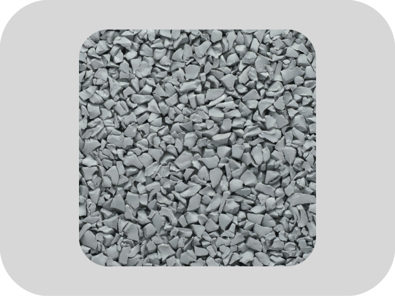 Environmentally friendly sulfur free grey EPDM rubber granules حبيبات مطاطية رمادية اللون خالية من الكبريت EPDM صديقة للبيئة