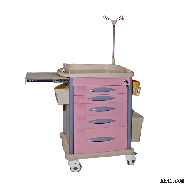 HET-79073B1-PK Chariot d'urgence pour meubles d'hôpital en ABS de haute qualité