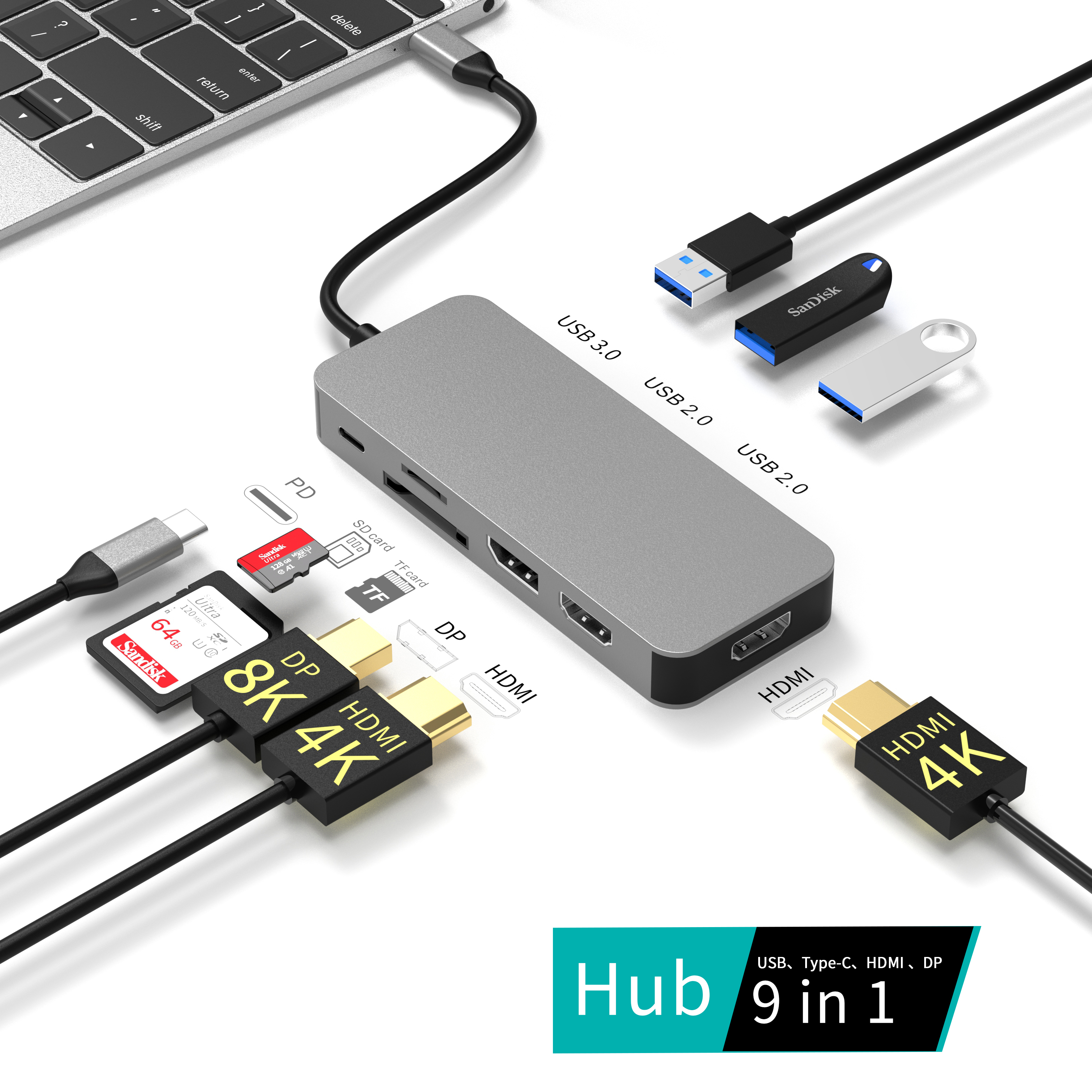 USB C 集線器 2 HDMI