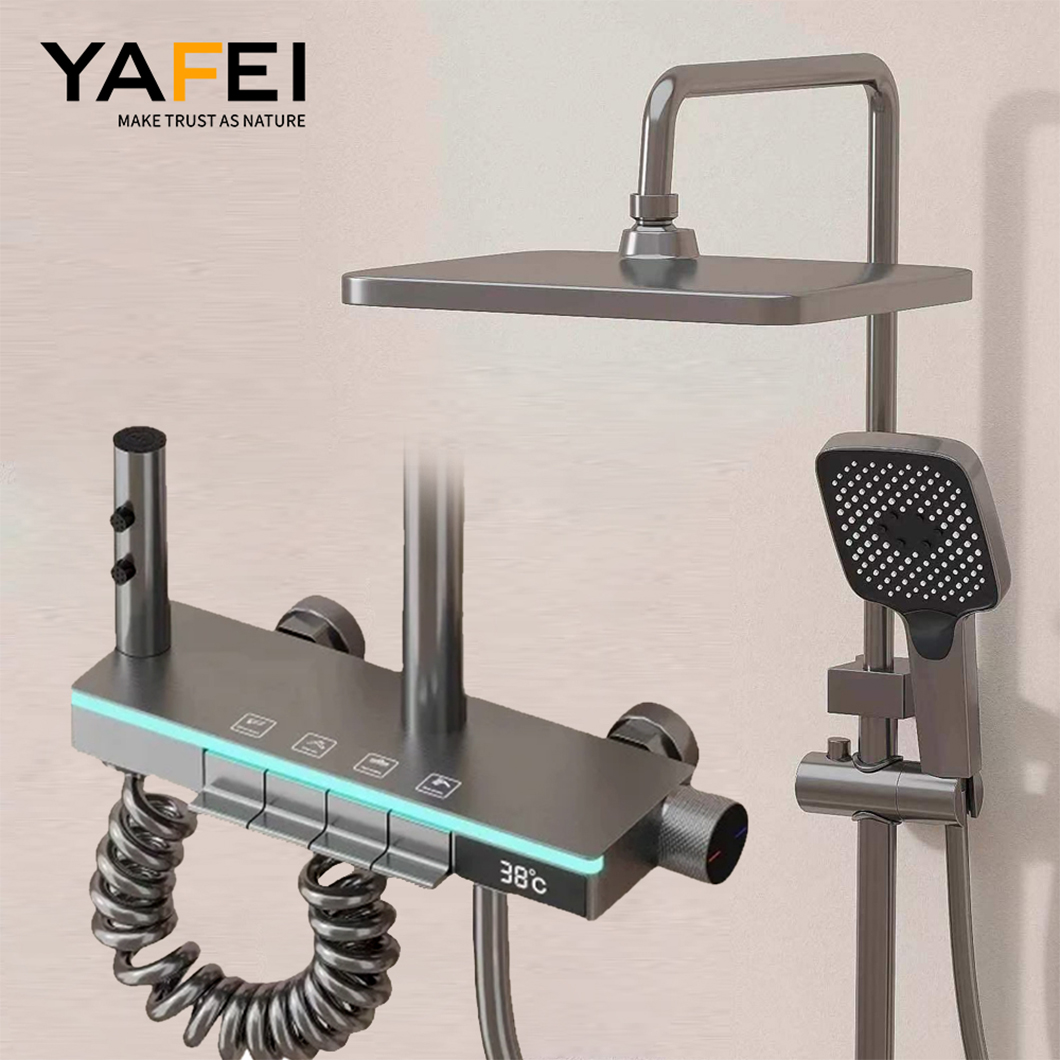 Қатты жезден жасалған заманауи шыны сұр душқа арналған шүмек