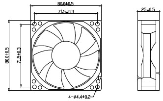 Disegno ventola CC 80x25 mm