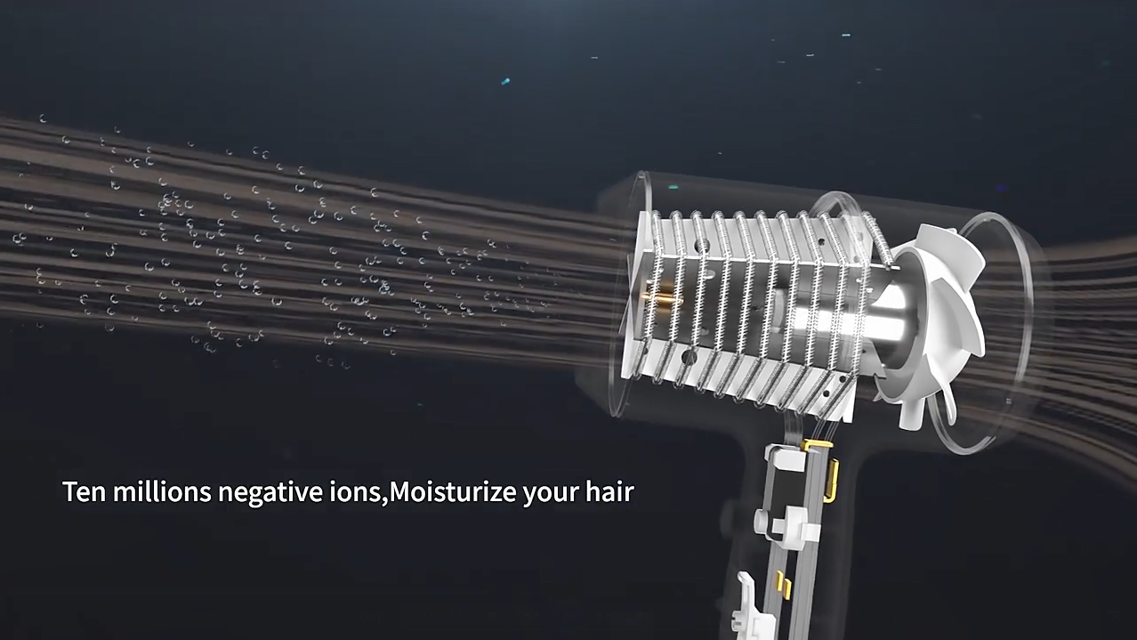 S&egrave;che-cheveux &agrave; ions n&eacute;gatifs avec g&eacute;n&eacute;rateur d'ions pour un s&eacute;chage antistatique des cheveux