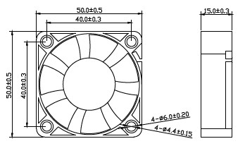 Dessins de ventilateur CC 50x50x15mm
