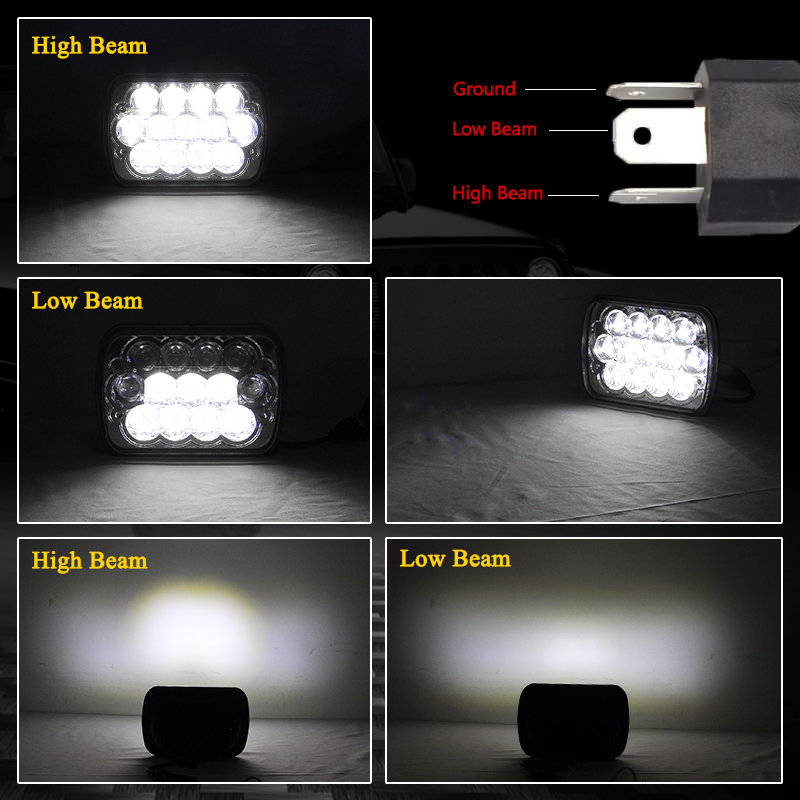 5X7 Inch Hi/Lo Beam Truck Square LED Headlight para sa Jeep