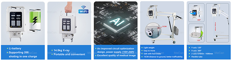 Fitur mesin x-ray digital Seluler 5.6KW dengan baterai li