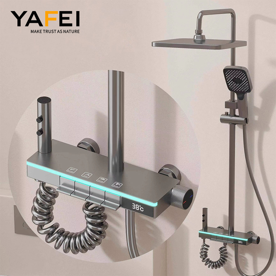 Қатты жезден жасалған заманауи шыны сұр душқа арналған шүмек