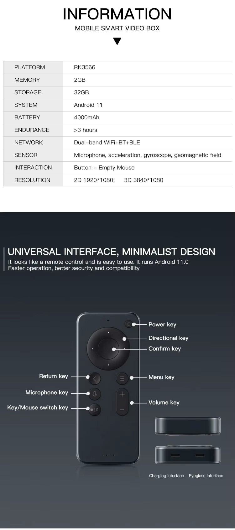 Адаптер интеллектуального терминала для очков AR-PBOX2-07
