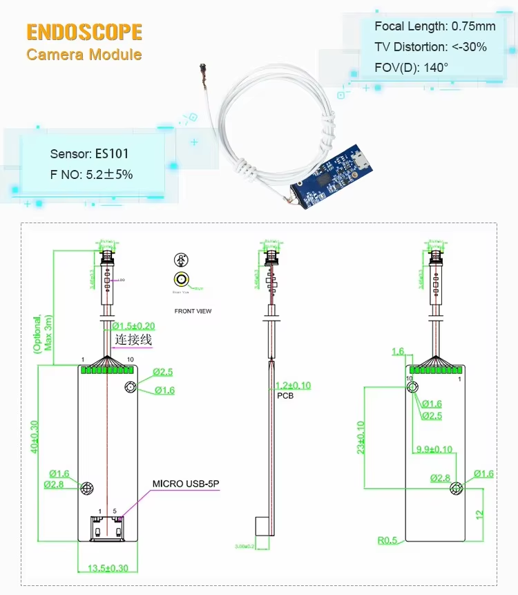 USB2.0 3,9 mm Micro ES101 Sensor Vollformat-Kameramodul f&uuml;r medizinisches Endoskop