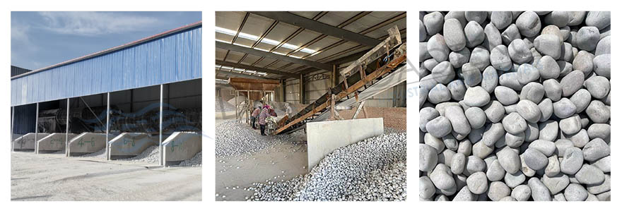 display of flint pebbles