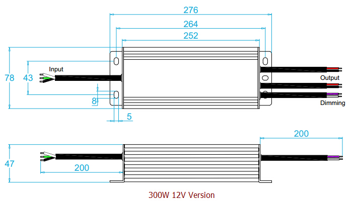 12V 300W 0-10V Diagrama de cableado de la fuente de alimentación LED