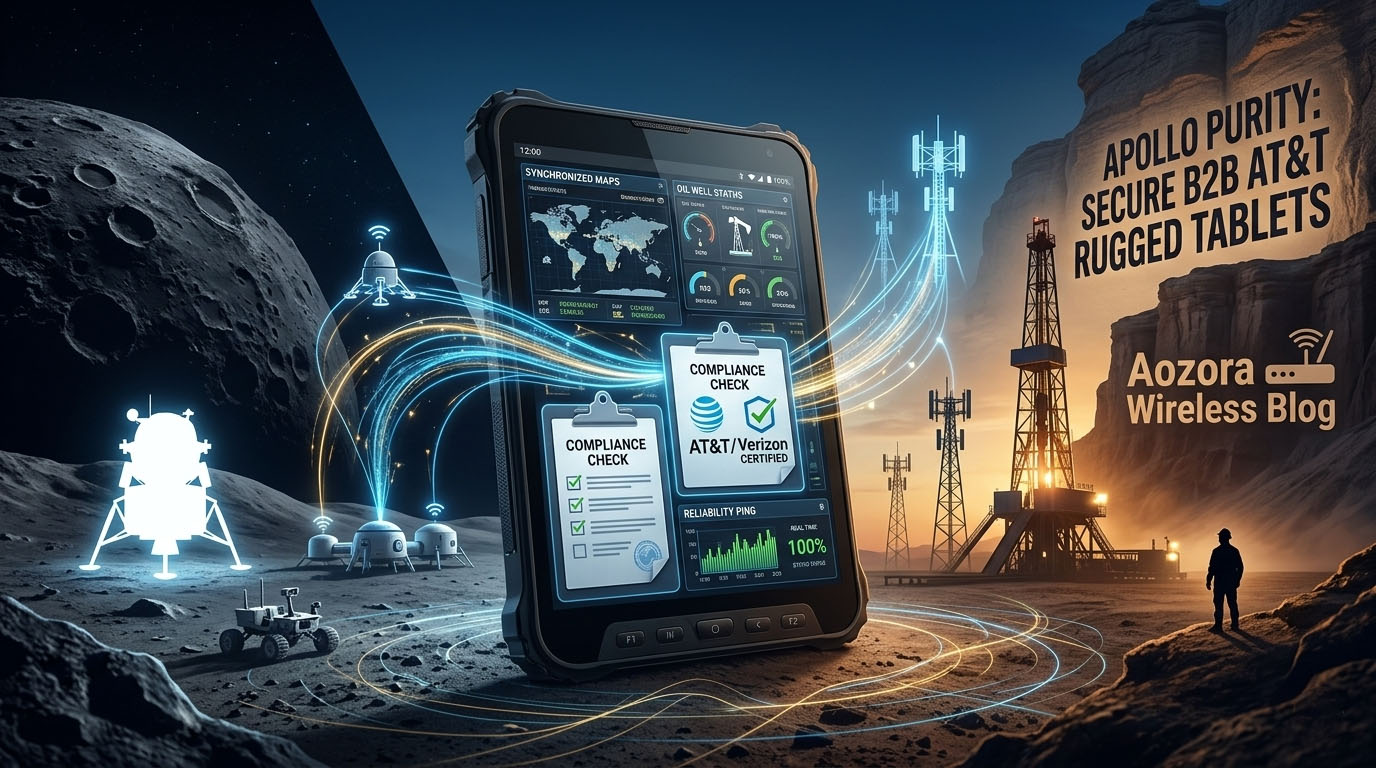 K8 Active AT&T rugged tablet showing a clean silicon lineage and network certification AT&T Verizon クリーンなシリコン系統とネットワーク認証を示す K8 Active AT&T の頑丈なタブレット AT&T Verizon
