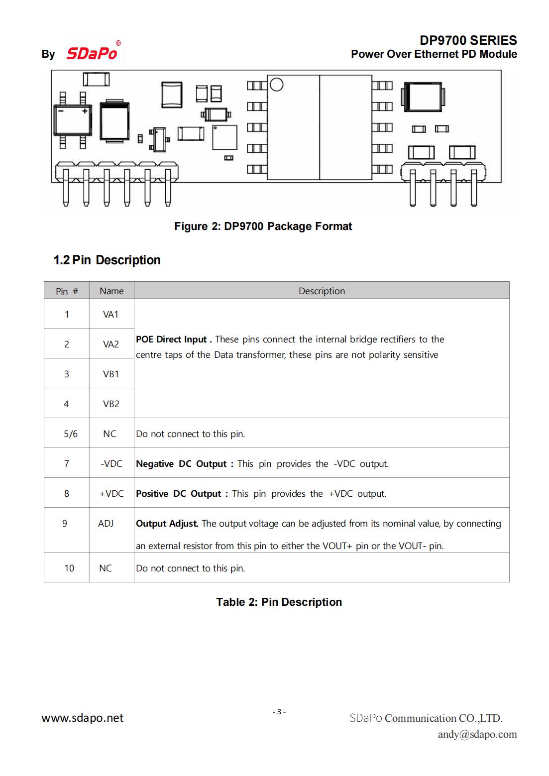 DP9700 Datasheet_03 DP9700 Veri Sayfası_03