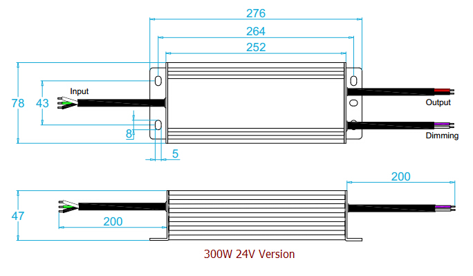 24V 300W 0-10V Diagrama de cableado de la fuente de alimentación LED