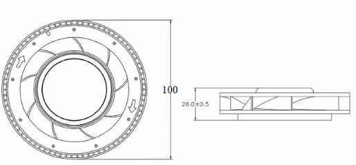 Dessins du ventilateur centrifuge 100x25 DC
