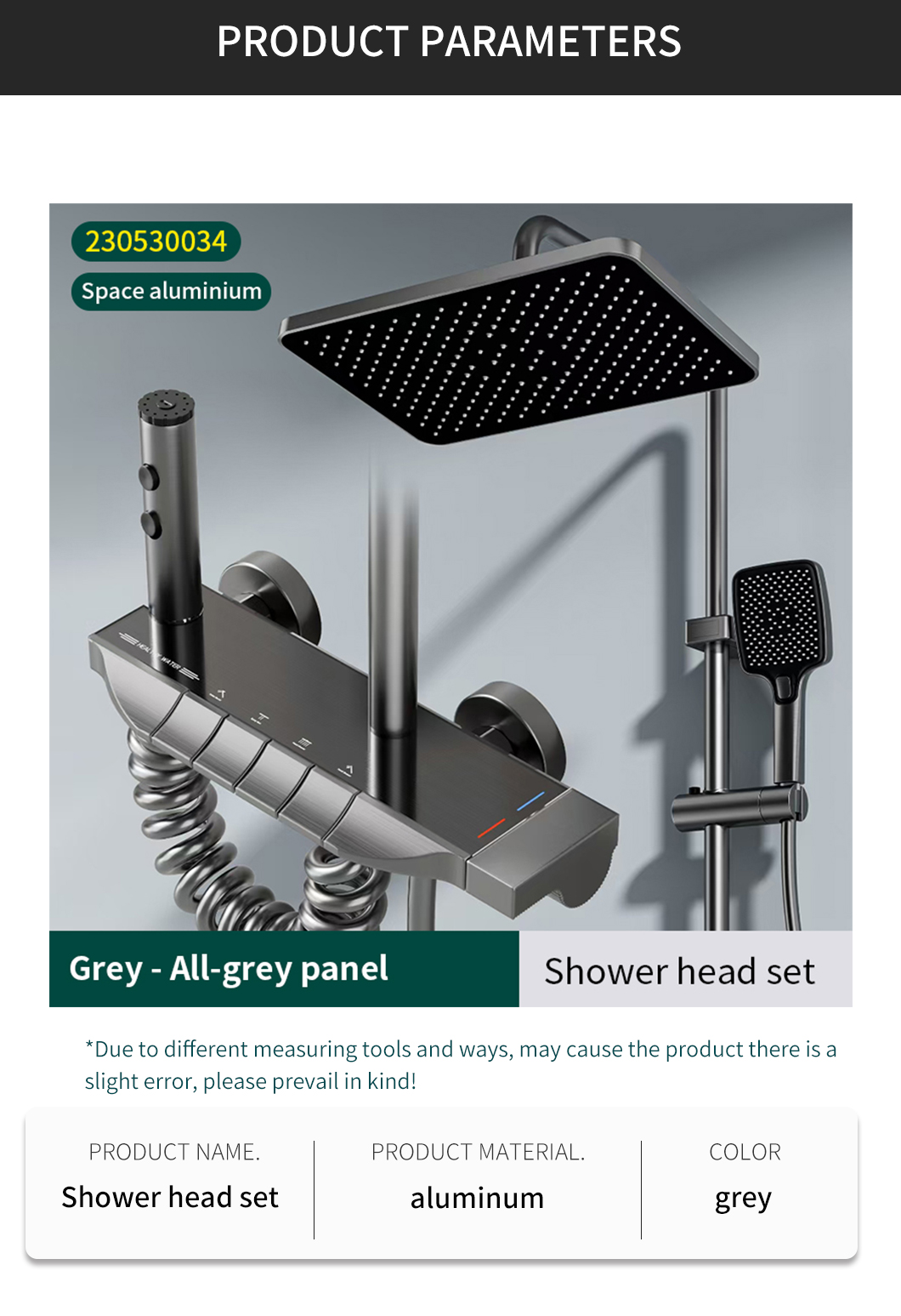 Murus inevectus Display Bathroom Shower Set