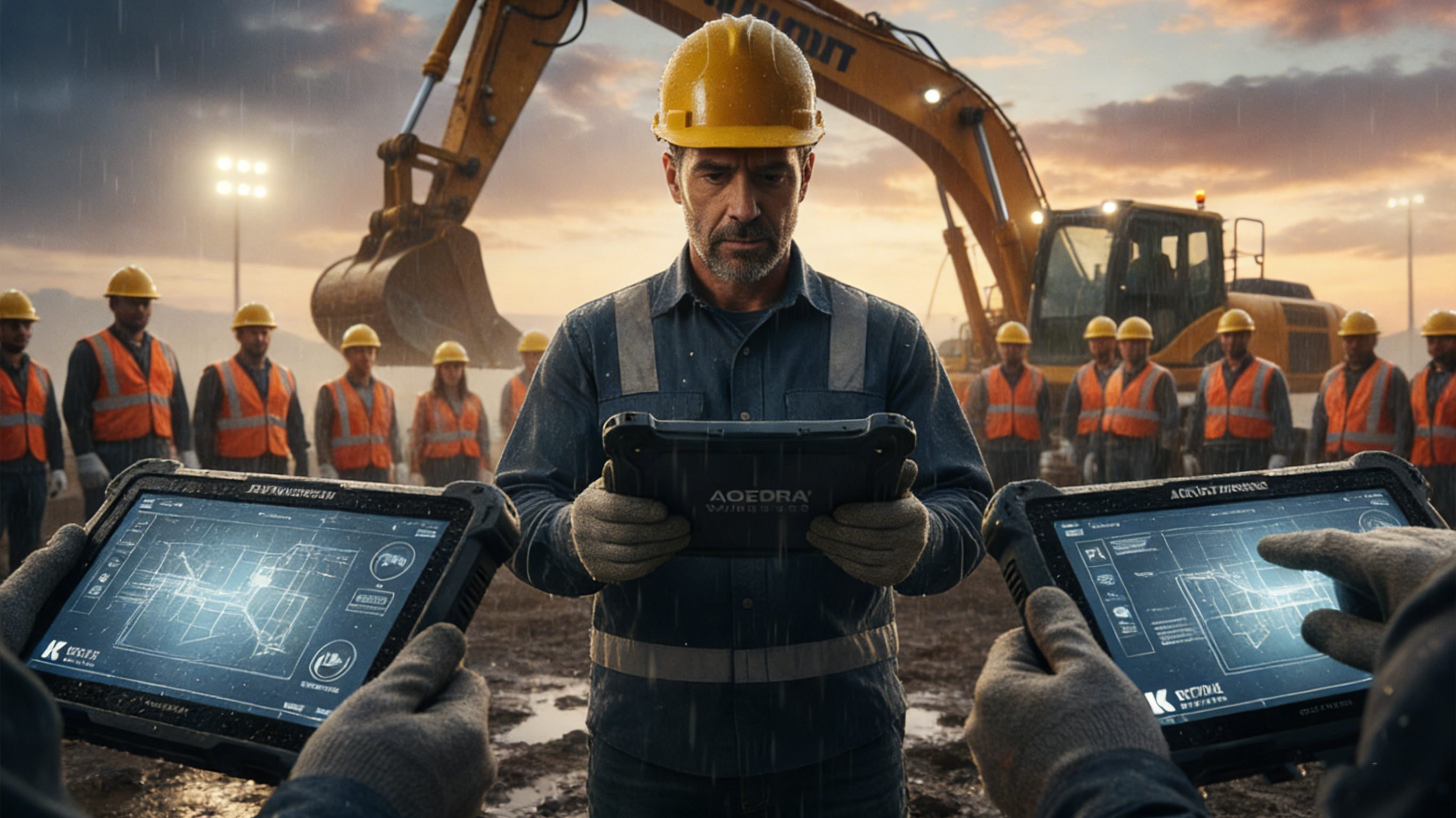 建設環境で使用される Aozora Wireless K8 Active 頑丈なタブレット