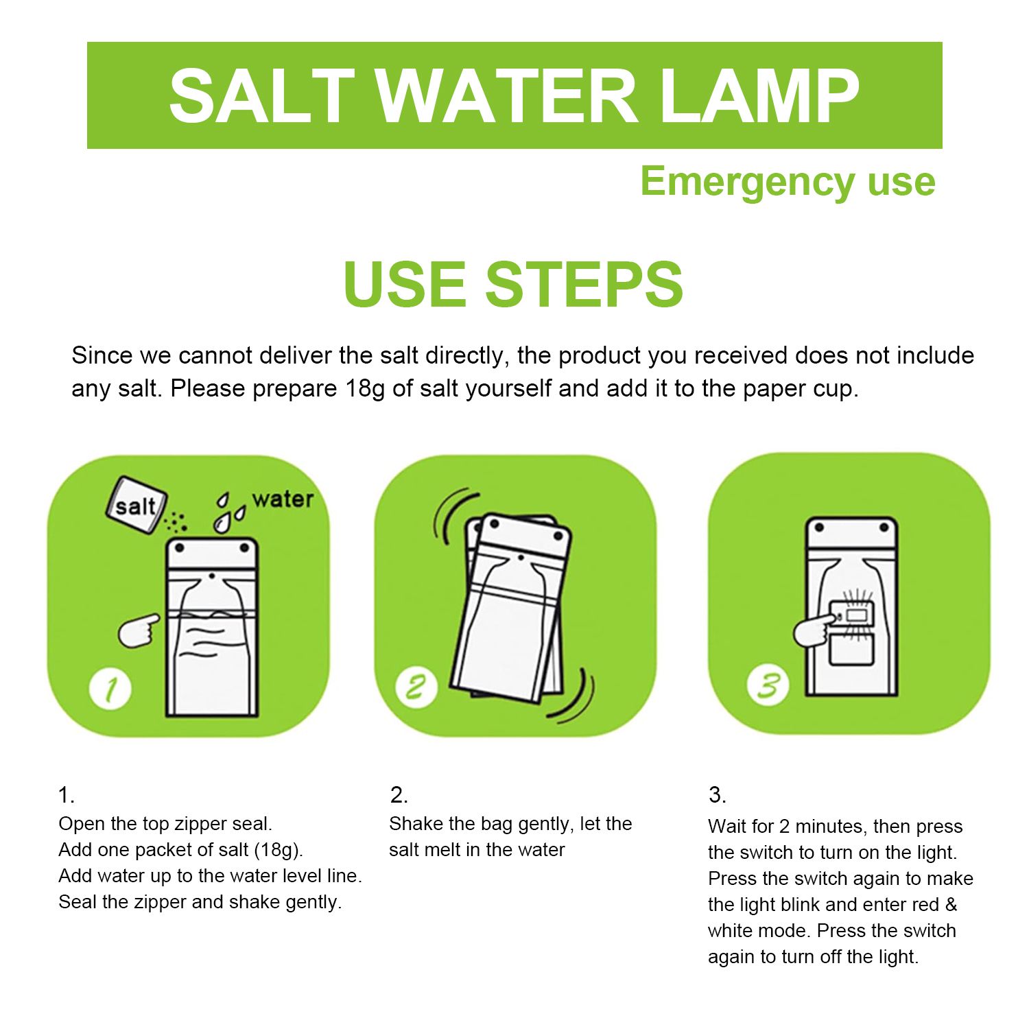 Single LED Light Salt Water Lamp sa Berde (3)