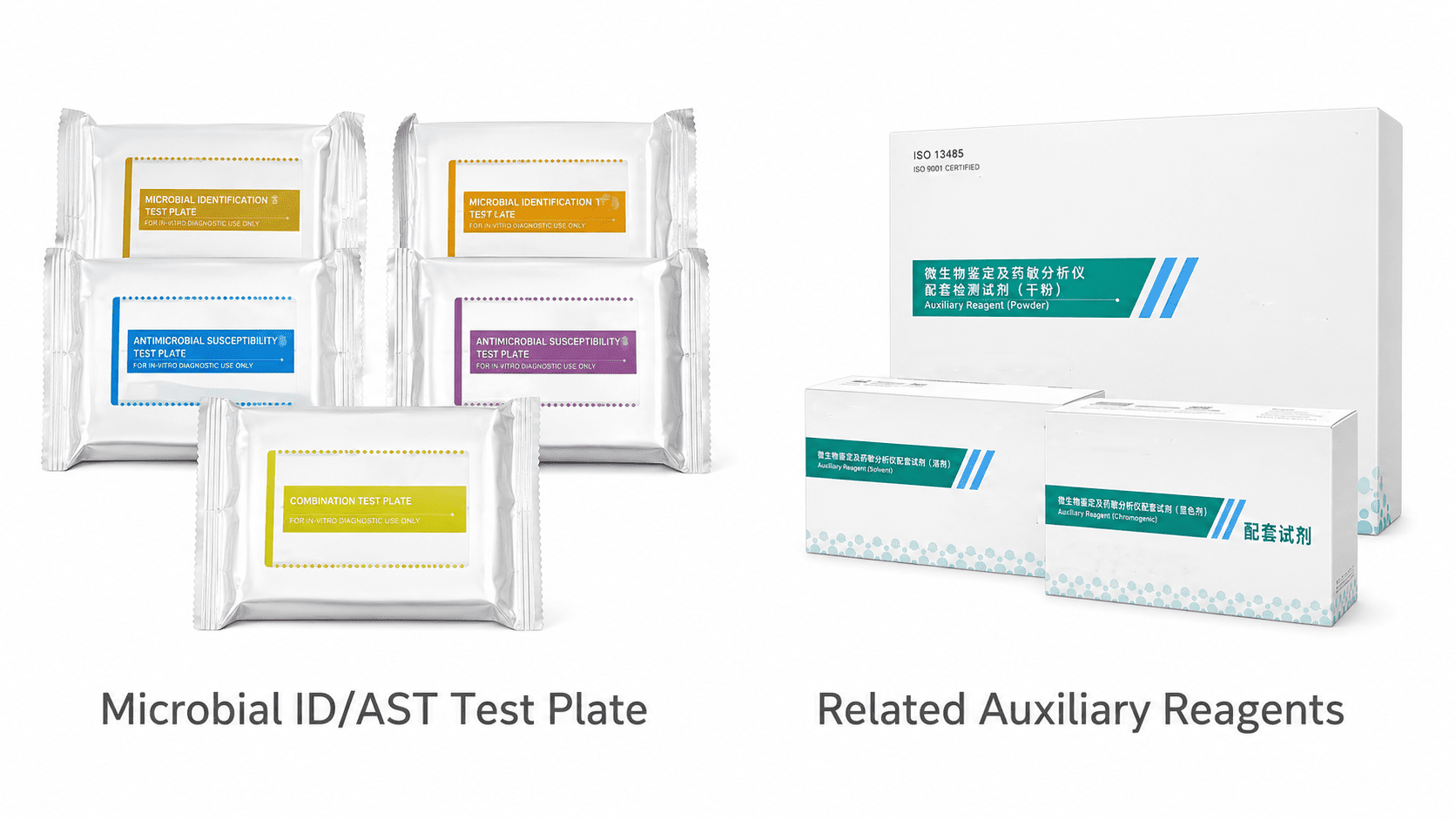 แผ่นทดสอบ ID จุลินทรีย์และ AST ในถุงปิดผนึกพร้อมชุดรีเอเจนต์เสริมที่เกี่ยวข้องสำหรับระบบการวิเคราะห์ MCL3065