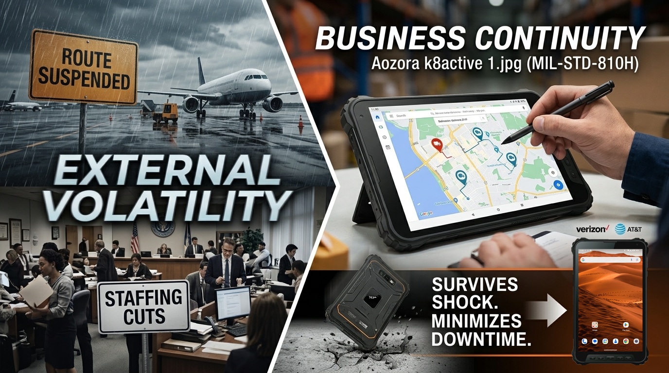 Aozora rugged Android tablet operating in harsh outdoor industrial environment. Aozora は、過酷な屋外産業環境で動作する頑丈な Android タブレットです。