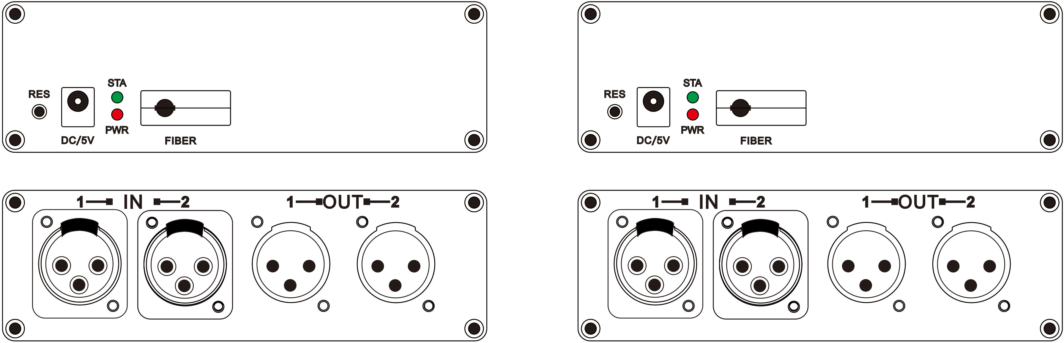 【M-CF202】Extensor de fibra de audio XLR bidireccional digital bidireccional