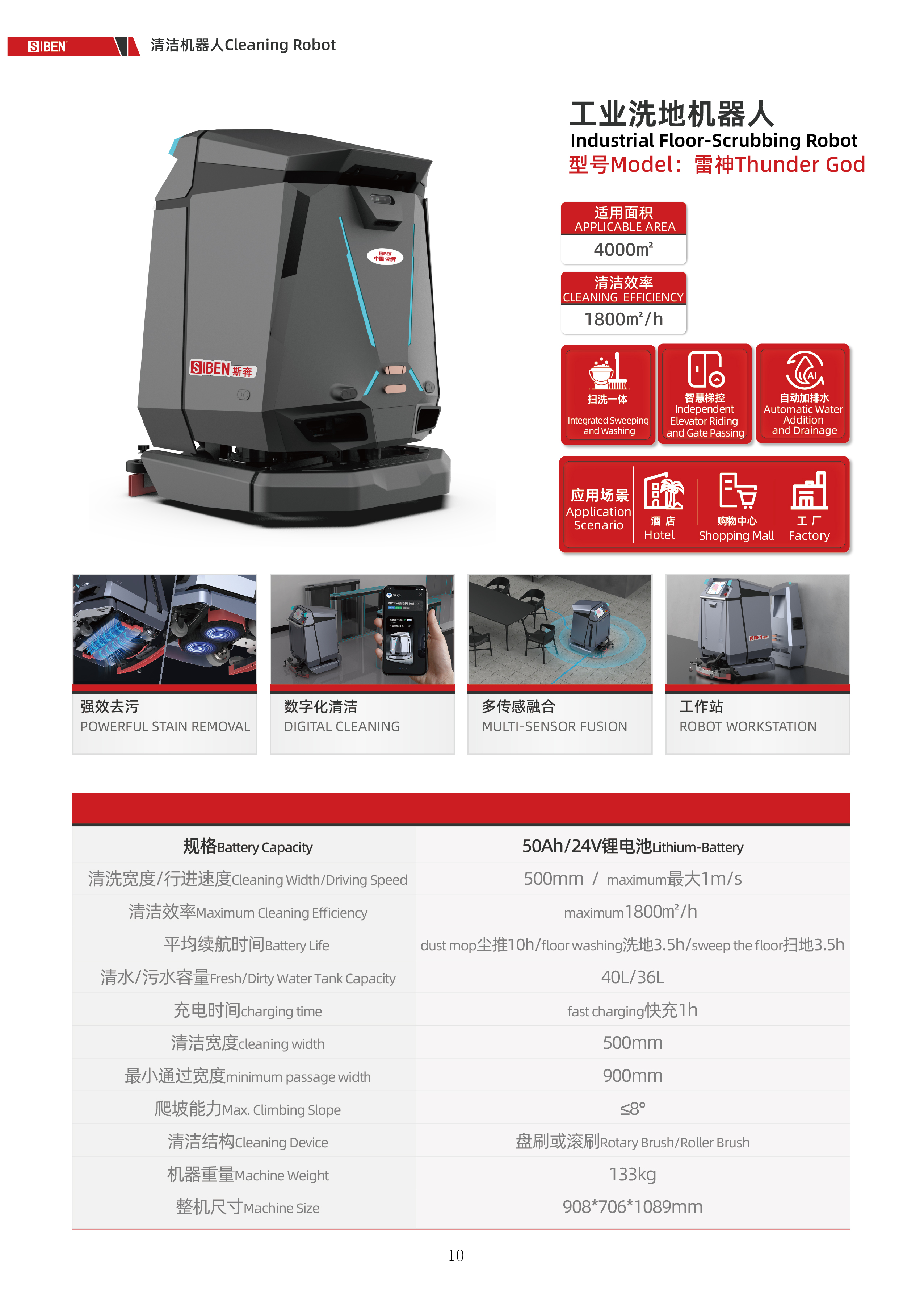 Figure 1: Siben Thunder God AMR Cleaning Robot — Autonomous navigation with 1,800 m²/h coverage for large food processing halls 01-robô-limpador-deus-do-trovão
