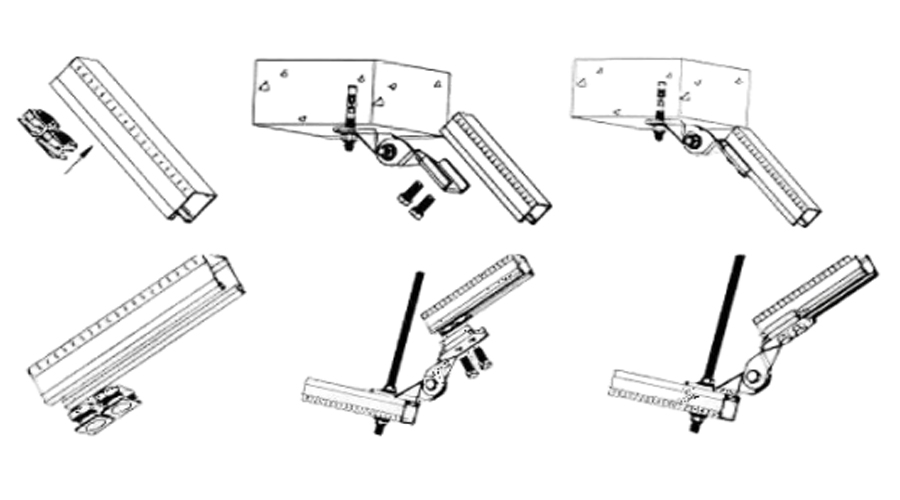 Step-by-step na pagguhit ng assembly ng UTT12 seismic angle bracket, proseso ng pag-install para sa strut channel seismic sway bracing fitting, MEP fire pipe seismic support construction diagram